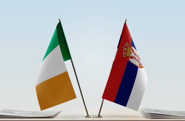 istock Flags of Ireland and Serbia 1086423224