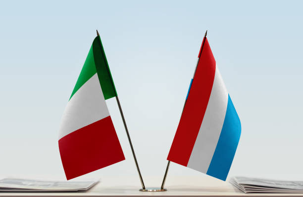 istock Flags of Italy and Luxembourg 1086424502