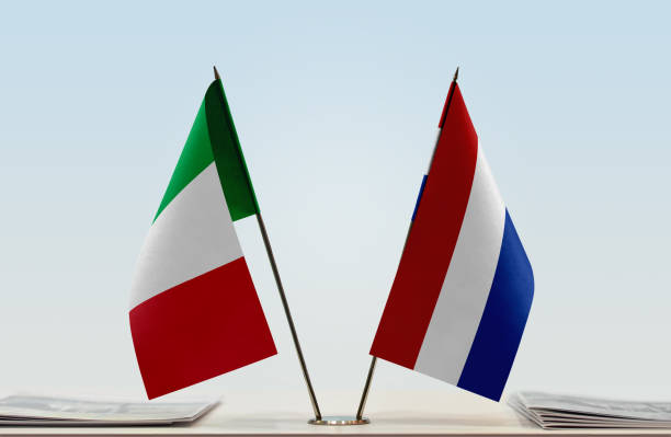istock Flags of Italy and Netherlands 1086424528