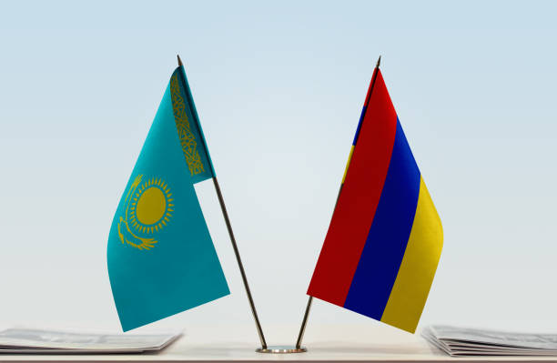 istock Flags of Kazakhstan and Armenia 1086424780