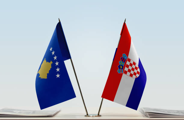 istock Flags of Kosovo and Croatia 1086425408