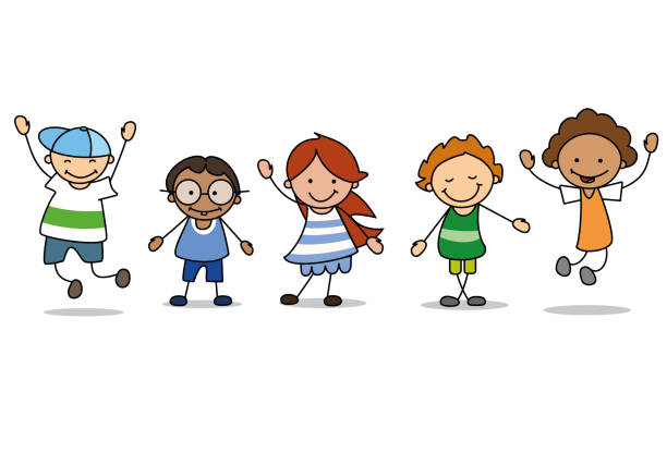 ilustraciones, imágenes clip art, dibujos animados e iconos de stock de niños felices jugando - ilustración de los niños, los niños y niñas - juegos de preescolar