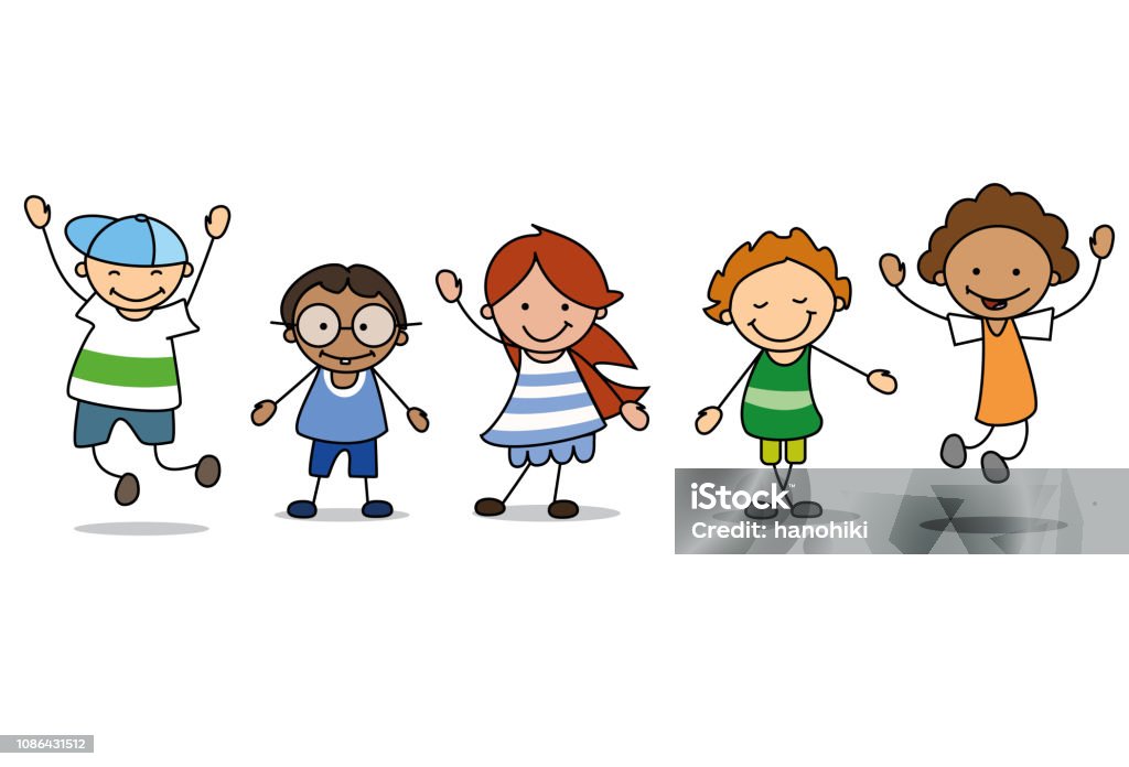 Happy Kids Playing Children Illustration Boys And Girls Stock Illustration  - Download Image Now - iStock