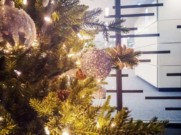 istock Christmas tree with blurred fairy background 1086433228