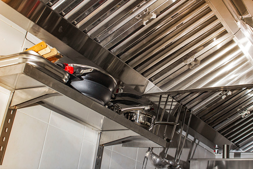 Exhaust systems, hood filters detail in a professional kitchen