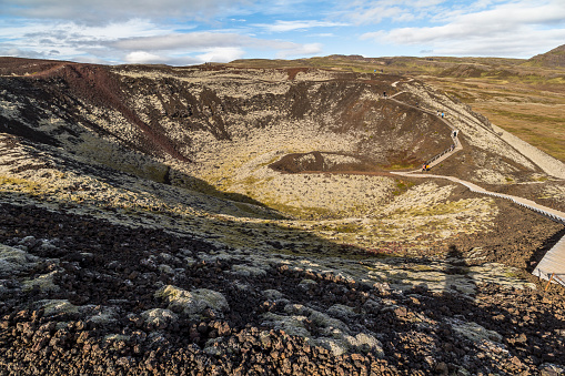 Grabrok volcano crater, ring road Iceland