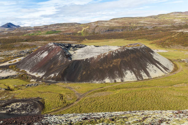 istock Grabrok volcano crater landscape view, ring road, Iceland 1086441370