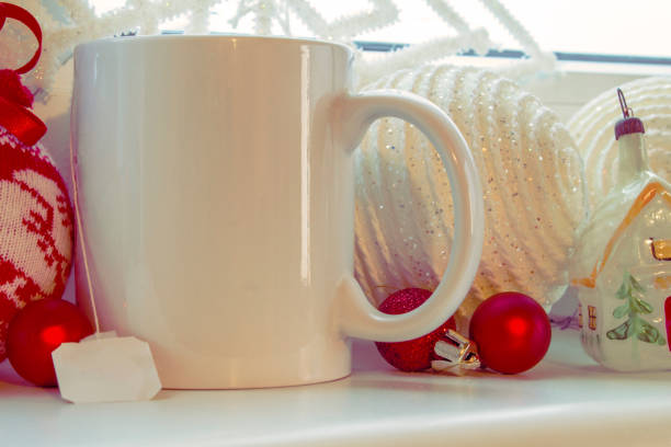 istock Christmas scene with Christmas tree decorations and decorations on the windowsill, toned 1086449238