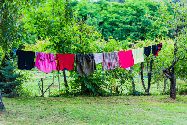 istock Clothes and Laundry Dry After Washing in the Yard 1086455166