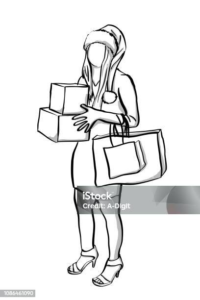 Last Minute Shopping Lady Stock Illustration - Download Image Now - Addiction, Adult, Adults Only