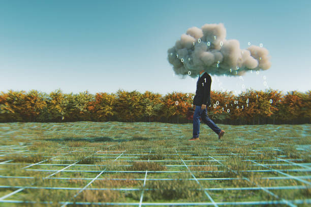Humorous mobile cloud computing conceptual image Humorous mobile cloud computing conceptual image. This is entirely 3D generated image. out of the ordinary stock pictures, royalty-free photos & images
