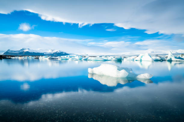 Icebergs floating on the beach Iceland