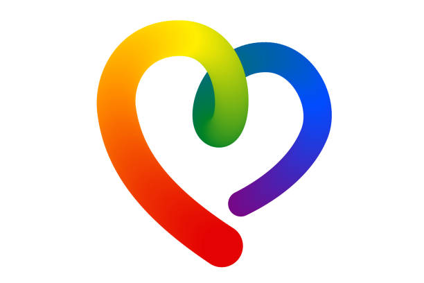 白い背景に分離された lgbt 国旗色で 3 d ハート - heart shape valentines day vibrant color bright点のイラスト素材／クリップアート素材／マンガ素材／アイコン素材