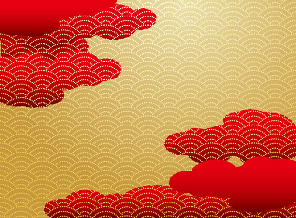 Qinghai wave pattern. Japanese background material. background seigaiha stock illustrations