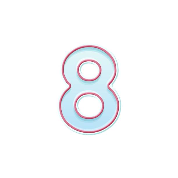 istock Candle number eight. 8 symbol. Cartoon realistic vector candle number for Birthday cakes 1086511840
