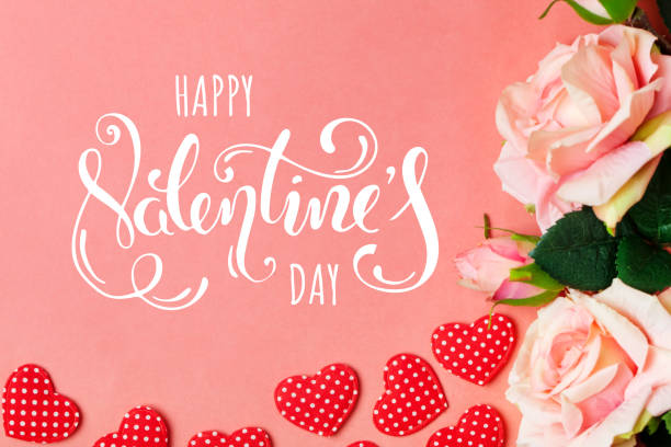 istock Valentine's day. Greeting card on coral background.Selective focus. Horizontal. 1086519594