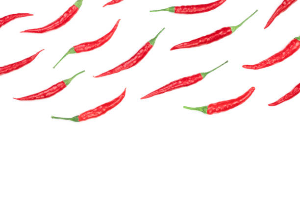 istock red hot chili peppers isolated on white background with copy space for your text. Top view. Flat lay pattern 1086537062