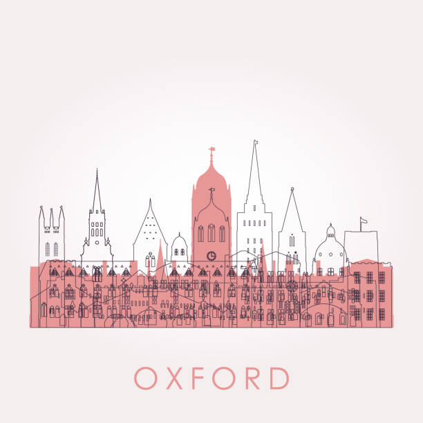 anahat oxford manzarası ile yerler. vektör çizim. i̇ş kavramı tarihi binaları ile seyahat ve turizm. görüntü sununun, afiş, afiş ve web sitesi için. - oxford oxfordshire stock illustrations