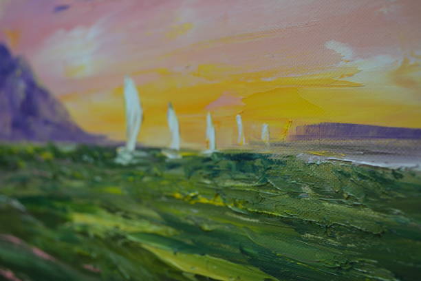 istock Sailboats on the green sea Abstract Art Background 1086554946