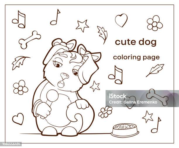 Cartoon Character Cute Dog Coloring Page Puppy Stock Illustration - Download Image Now - Animal, Art, Cartoon