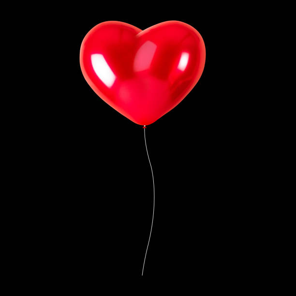 istock Red heart balloon isolated on black background. Party decorations. ( Clipping path ) 1086556614