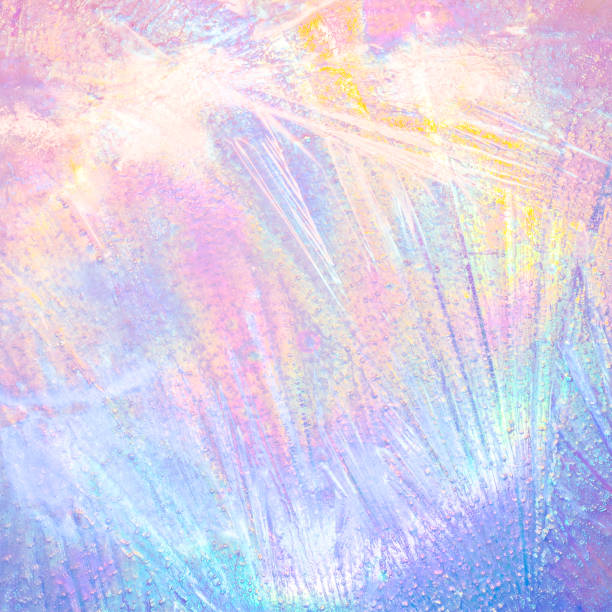istock Colorful iridescent ice texture with air bubbles. Holographic colors 1086564692