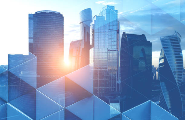 istock Moscow city panorama, triangles 1086575746