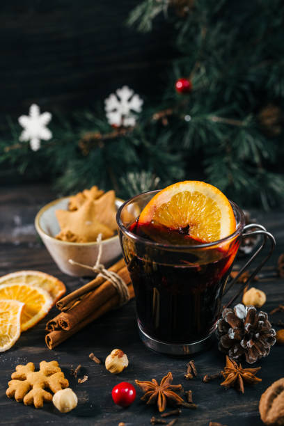 istock mulled wine on christmas decorated background 1086577246