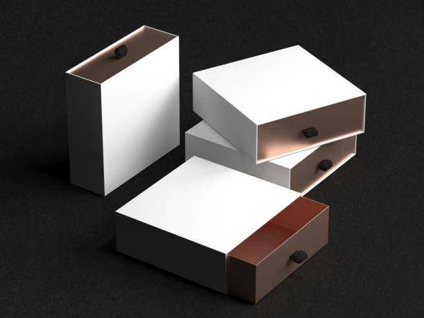 istock Elegant open white and gold Gift Box Mockup on black background. Luxury packaging box for premium products. Empty opened square box. 3d rendering. 1086586250