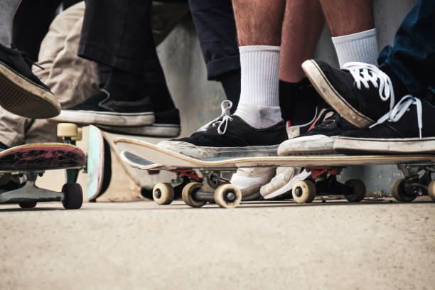 istock Foot of unknown men on skateboards 1086589978