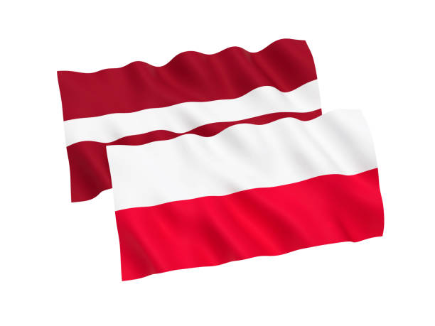 istock Flags of Poland and Latvia on a white background 1086600396