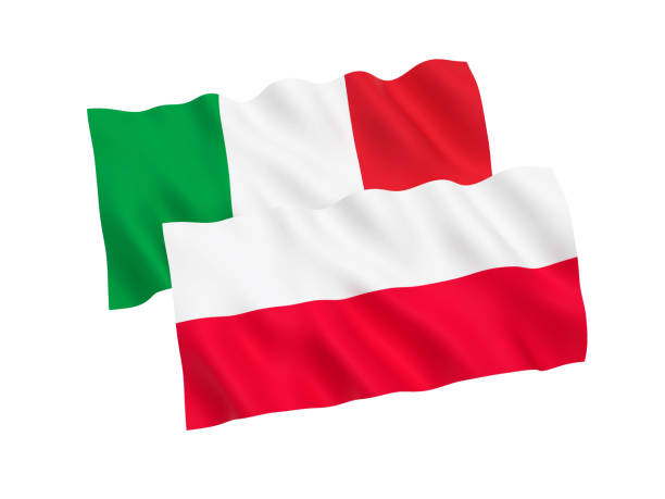 istock Flags of Italy and Poland on a white background 1086600432