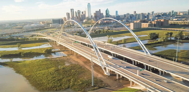 istock Panoramic top view Dallas landmark Margaret McDermott bridge and overflow Trinity River 1086607530