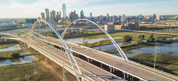 istock Panoramic top view Dallas landmark Margaret McDermott bridge and overflow Trinity River 1086608252