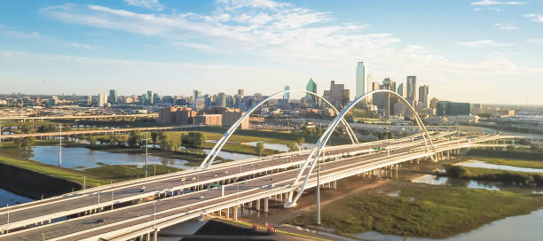 istock Panoramic top view Dallas landmark Margaret McDermott bridge and overflow Trinity River 1086609864