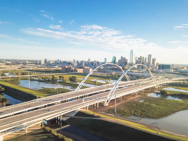 istock Top view Dallas landmark bridge Margaret McDermott on overflow Trinity River and downtown towers 1086610036