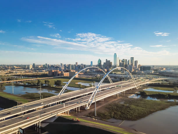 istock Top view Dallas landmark bridge Margaret McDermott on overflow Trinity River and downtown towers 1086612794