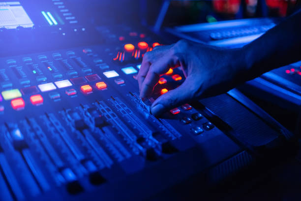 istock dj mixer in low light at nightclub 1086617034