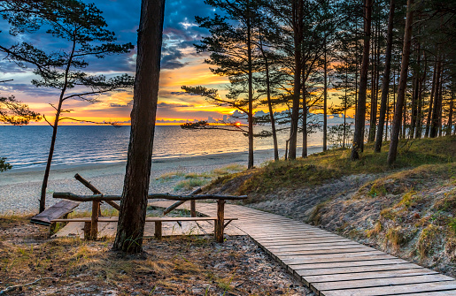 Scenic view on sandy beach of Jumala, Latvia, Europe
