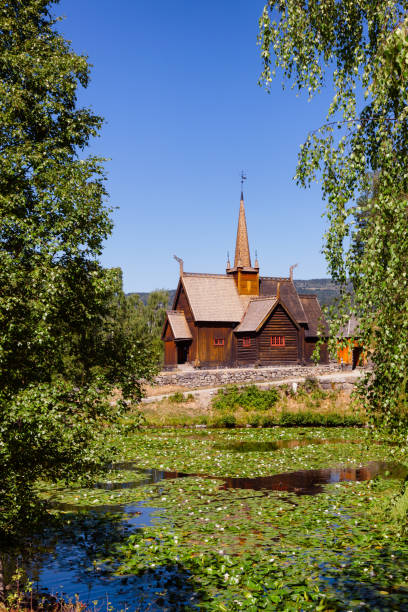 garmo stave church maihaugen folks museum lillehammer oppland norway scandinavia - stavkyrkje imagens e fotografias de stock