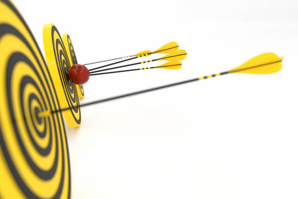 istock Three yellow arrows and red apple 1086637822