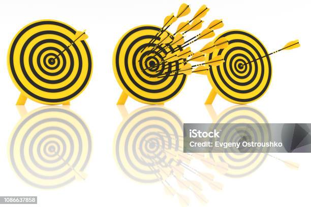 Many Yellow Arrows Stock Photo - Download Image Now - Accessibility, Accuracy, Aiming