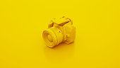 Yellow DSLR Camera. 3D illustration