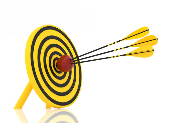 istock three yellow arrows hit the red apple 1086637882
