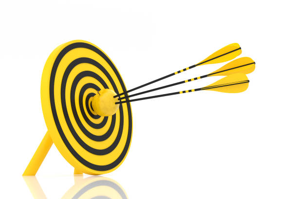 istock three yellow arrows hit the yellow apple 1086637890