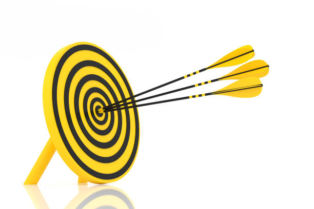 istock three yellow arrows hit the center 1086637892