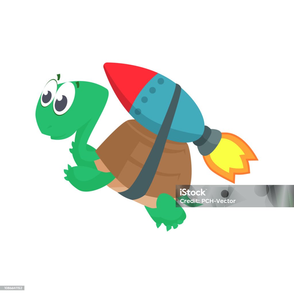 Turtle With Rocketship Cartoon Turtle Flying With Rocket Stock Illustration - Download Image ...