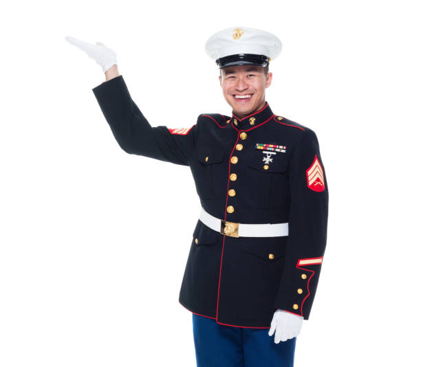 istock US Marine in uniform showing 1086642030