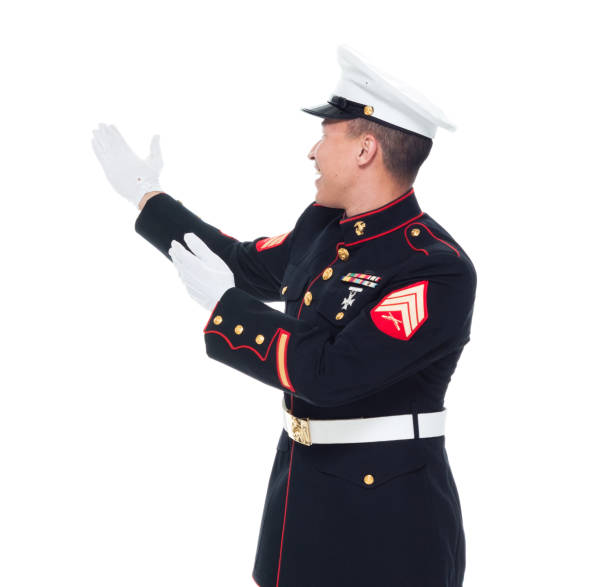 istock US Marine in uniform showing 1086642070