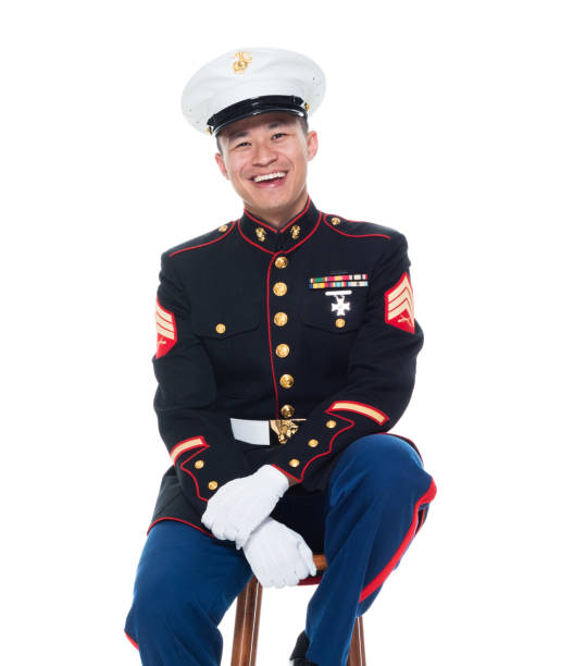 istock US Marine in uniform sitting on stool 1086642122